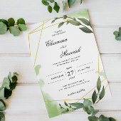 Elegant groen geo Lijst eucalyptus blad bruiloft Kaart