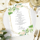 Elegant groen geometrisch bruiloft menu Kaart