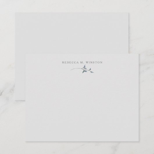 Elegant groen gepersonaliseerd eenvoudig notitiekaartje (Voorkant / Achterkant)