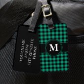 Elegant groen geplakt patroon monogram bagagelabel