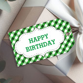 Elegant groen Gingham Pattern Gepersonaliseerd Ver Cadeaulabel