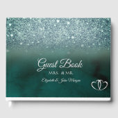 Elegant groen Glitter Bokeh groen Gastenboek (Voorkant)