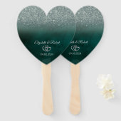 Elegant groen Glitter Bokeh groen Handwaaier (Voorkant en achterkant)