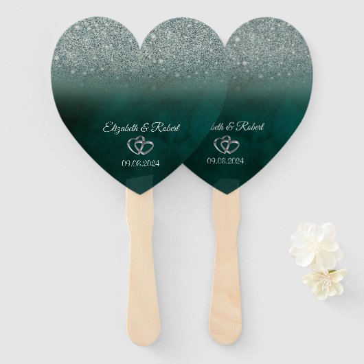 Elegant groen Glitter Bokeh groen Handwaaier (Voorkant en achterkant)