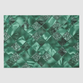 Elegant groen glitter diamant roosterpatroon tissuepapier