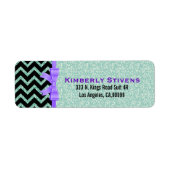 Elegant groen glitter zwart chevron Paarse accente Etiket (Voorkant)