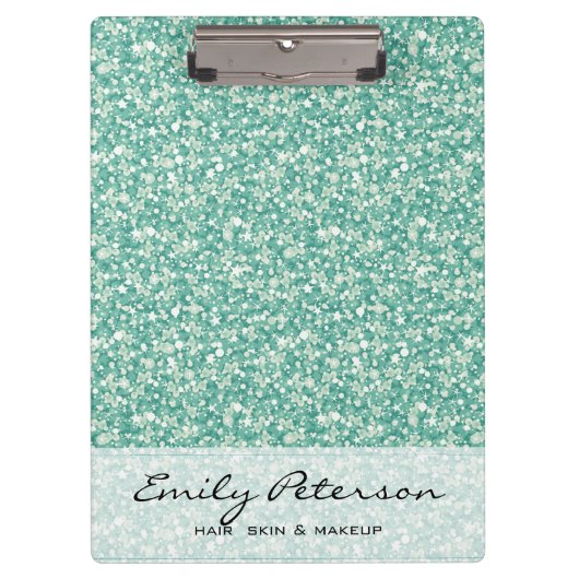 Elegant groen glitterpatroon klembord (Voorkant)