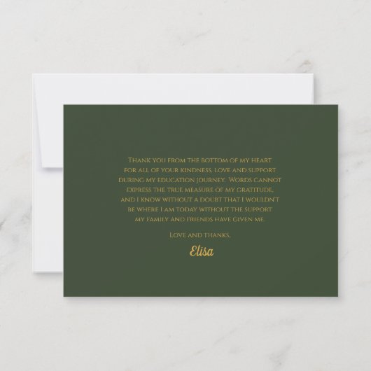 Elegant groen | Gold RX Apotheek Afstuderen Bedankkaart (Achterkant)
