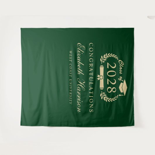 Elegant Groen Goud Afstudeerfeest Welkom Wandkleed (Voorkant (horizontaal))