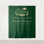 Elegant Groen Goud Afstudeerfeest Welkom Wandkleed (Voorkant)