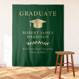 Elegant Groen Goud Afstudeerfeest Welkom Wandkleed