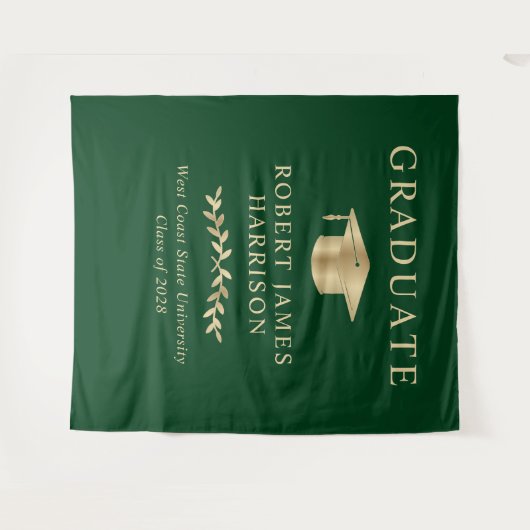 Elegant Groen Goud Afstudeerfeest Welkom Wandkleed (Voorkant (horizontaal))