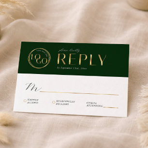 Elegant groen & goud bedrijf logo zakelijke evenem RSVP kaartje