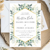 Elegant groen goud bladeren Nuestra Boda bruiloft Kaart