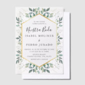 Elegant groen goud bladeren Nuestra Boda bruiloft Vellum Uitnodigingen (Offset)