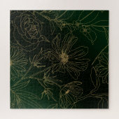 Elegant Groen Goud Bloemen Botanisch Legpuzzel (Horizontaal)