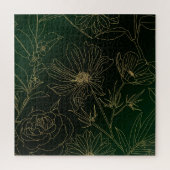Elegant Groen Goud Bloemen Botanisch Legpuzzel (Verticaal)