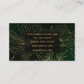 Elegant Groen Goud Bloemen Botanisch Visitekaartje (Achterkant)