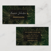 Elegant Groen Goud Bloemen Botanisch Visitekaartje (Voorkant / Achterkant)