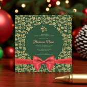 Elegant Groen Goud Bloemen Kerst Zakelijk Feest Kaart