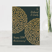 Elegant Groen Goud Boho Mandala Jubileum Kaart (Voorkant)