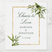 Elegant Groen Goud Botanisch Proost Aangepaste Bru Wijn Etiket (Enkel label)