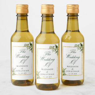 Elegant Groen Goud Botanische Aangepaste Bruiloft  Wijn Etiket