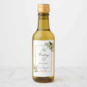 Elegant Groen Goud Botanische Aangepaste Bruiloft  Wijn Etiket (Voorkant)