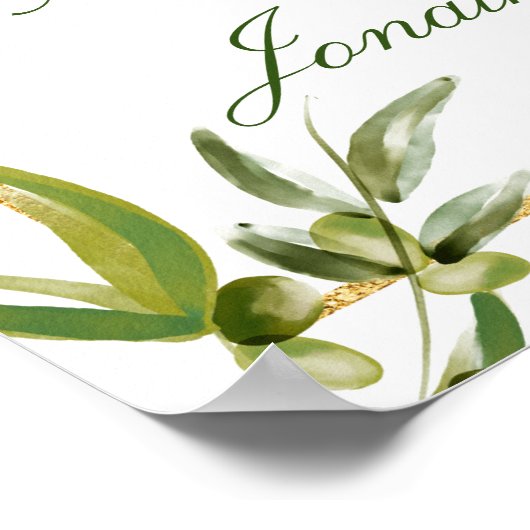 Elegant Groen Goud Botanische Wijnstok Bruiloft We Poster (Hoek)