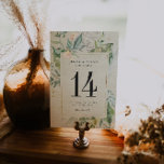 Elegant groen goud bruiloft tafel nummer kaart<br><div class="desc">Tafelnummers verbeteren het uiterlijk van je tafellaag en geven de finishing touch aan je speciale dag. Gepersonaliseerde tekst afdrukken van de namen of nummers van uw tabellen. Dubbelzijdig afdrukken is bij de prijs inbegrepen. Voeg uw aangepaste formulering toe aan dit ontwerp door gebruik te maken van de "Edit this design...</div>