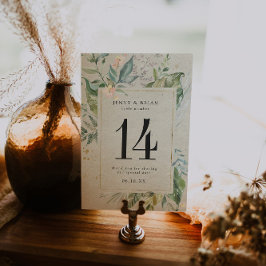 Elegant groen goud bruiloft tafel nummer kaart