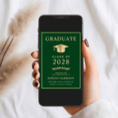 Elegant Groen Goud College Afstudeerfeest Kaart