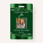 Elegant Groen & Goud Custom Medewerker Fotobedrijf Badge (Voorkant)