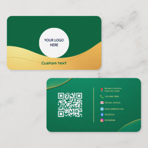 Elegant Groen & Goud Custom Visitekaartje met QR
