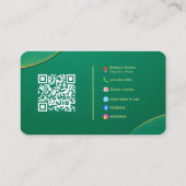 Elegant Groen & Goud Custom Visitekaartje met QR (Achterkant)