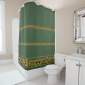 Elegant Groen & Goud Douchegordijn (In situ)