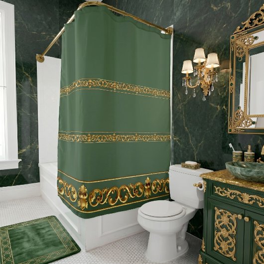 Elegant Groen & Goud Douchegordijn