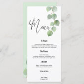 Elegant Groen Goud Eucalyptus Blad Script bruiloft Menu (Voorkant / Achterkant)