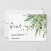 Elegant groen goud eucalyptus laat script foto bedankkaart (Voorkant)