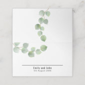Elegant Groen Goud Eucalyptus Namen Datum Bruiloft Plaatskaartje (Buitenkant ongevouwen)