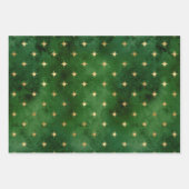 Elegant groen goud folie kerstverlichting patroon inpakpapier vel (Voorkant)