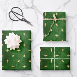 Elegant groen goud folie kerstverlichting patroon inpakpapier vel