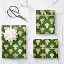 Elegant groen goud folie kerstversiering inpakpapier vel
