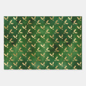 Elegant groen goud folie mistletoe patroon feestel inpakpapier vel (Voorkant)
