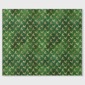 Elegant groen goud folie schattig mistletoe patroo cadeaupapier (Vlak)