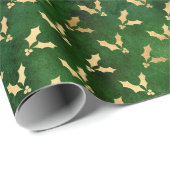 Elegant groen goud folie schattig mistletoe patroo cadeaupapier (Rol Hoek)