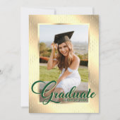 Elegant Groen Goud Foto Graduation Party Kaart (Voorkant)