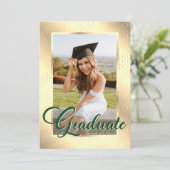 Elegant Groen Goud Foto Graduation Party Kaart (Staand voorkant)