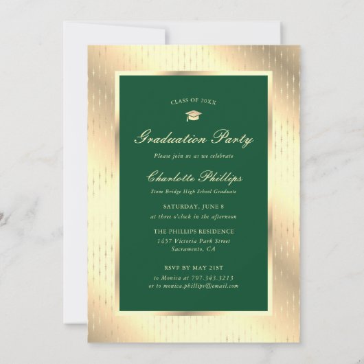 Elegant Groen Goud Foto Graduation Party Kaart (Achterkant)
