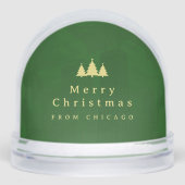 Elegant Groen Goud Foto Sneeuw Wereldbol Sneeuwbol (Voorkant)